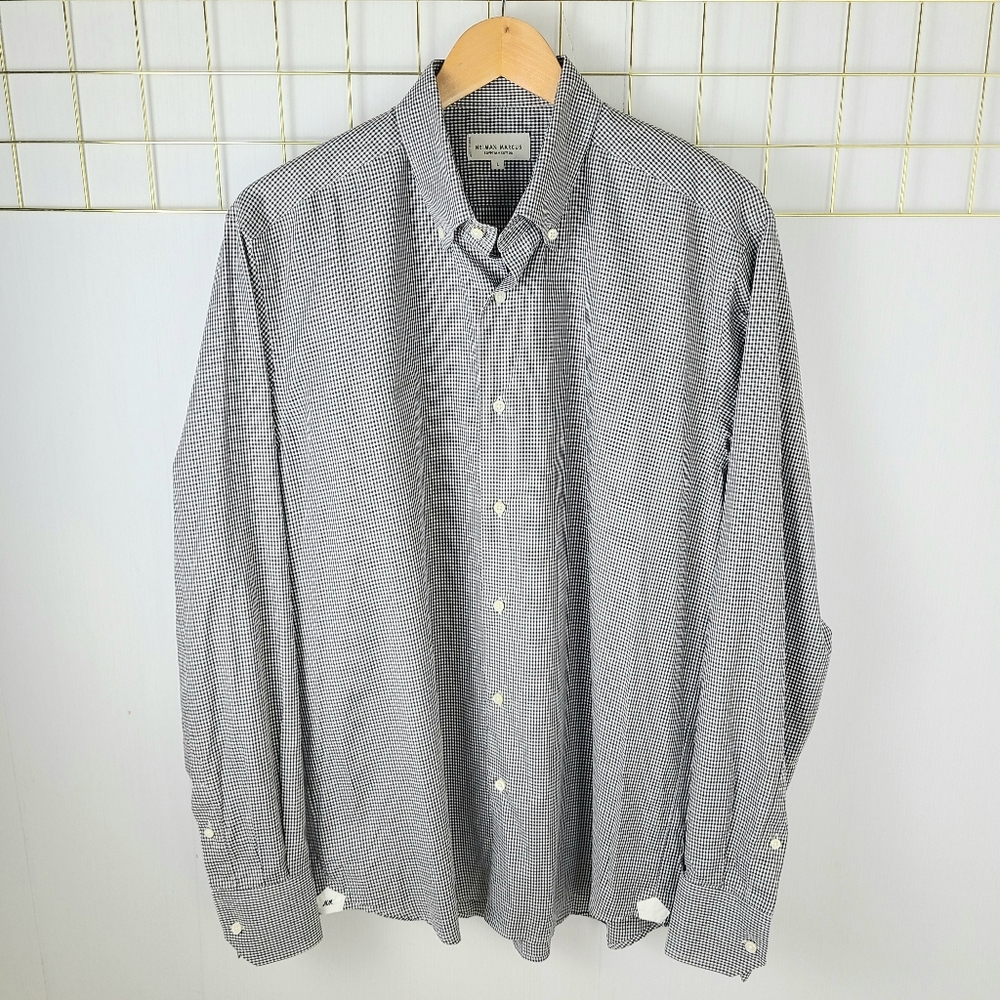 Neiman Marcus Egyptian Cotton Checkered Button-Down Shirt